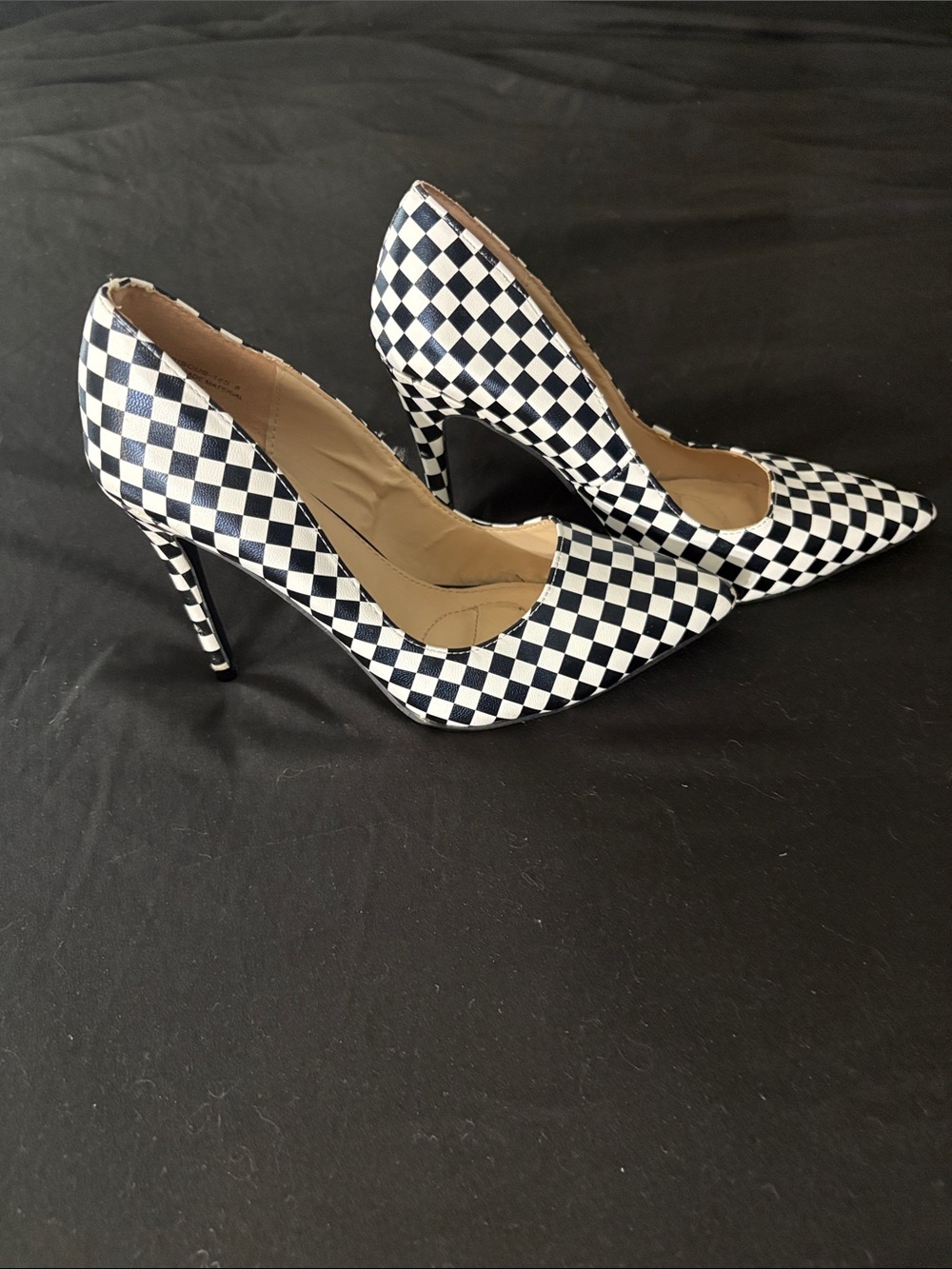 Black and White Checkered Stiletto Pumps - Women's Heels